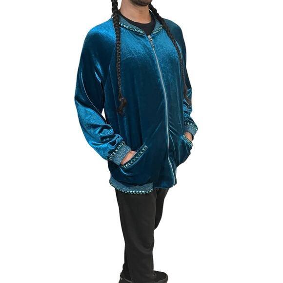 Upcycled Velour Track Jacket Size 1X Women's Y2K bright - Picture 1 of 6